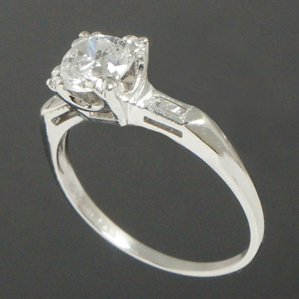 Platinum & .85 F Color Center & .95 CTW Diamond, Wedding, Estate Engagement Ring