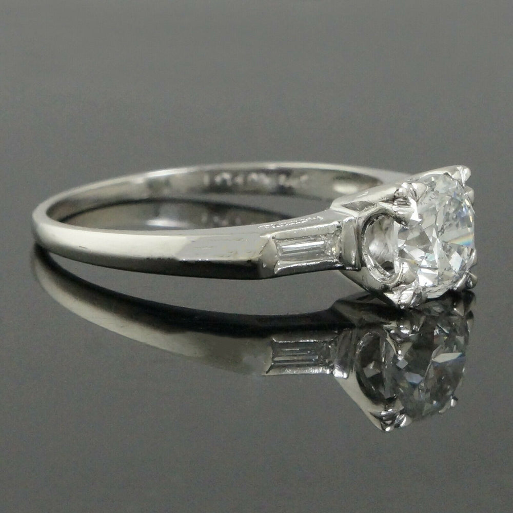 Platinum & .85 F Color Center & .95 CTW Diamond, Wedding, Estate Engagement Ring Olde Towne Jewelers Santa Rosa CA