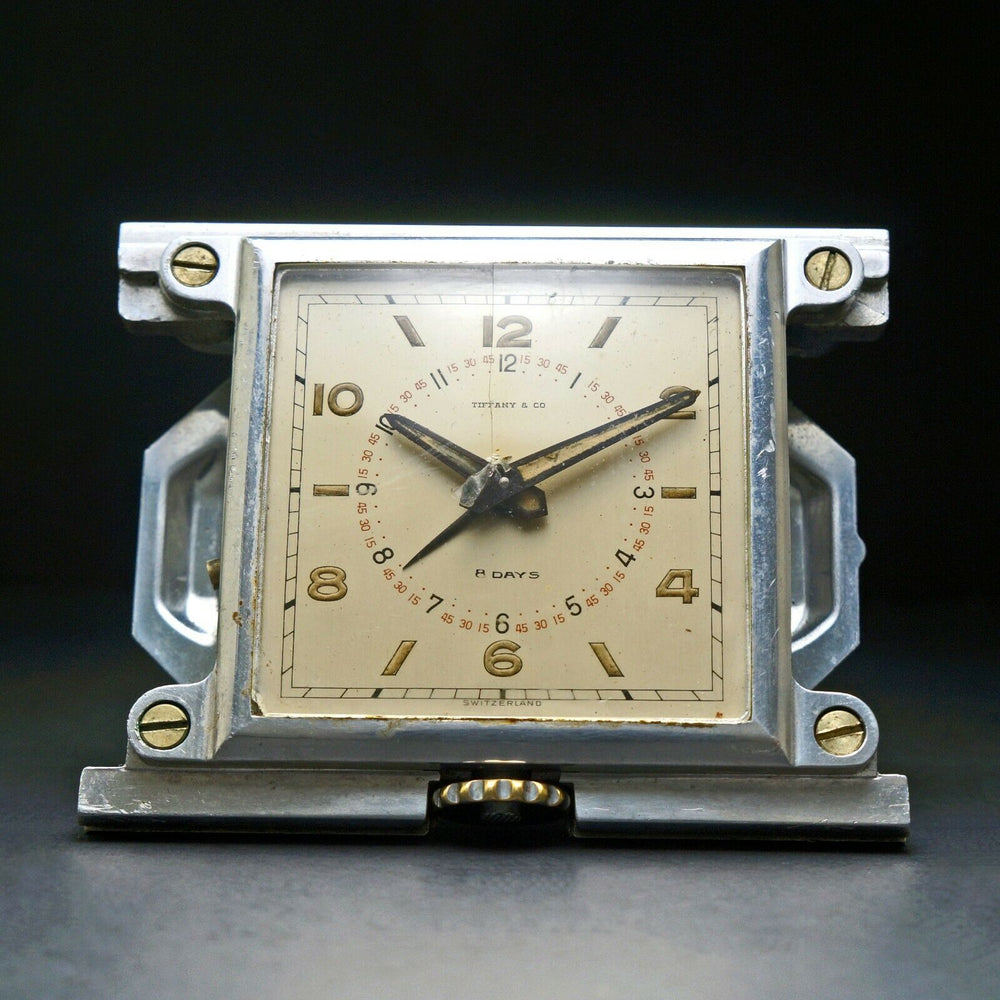 Rare Movado Tiffany & Co 8 Days Jumbo Ermeto Desk Alarm Clock, NO CASE, Original