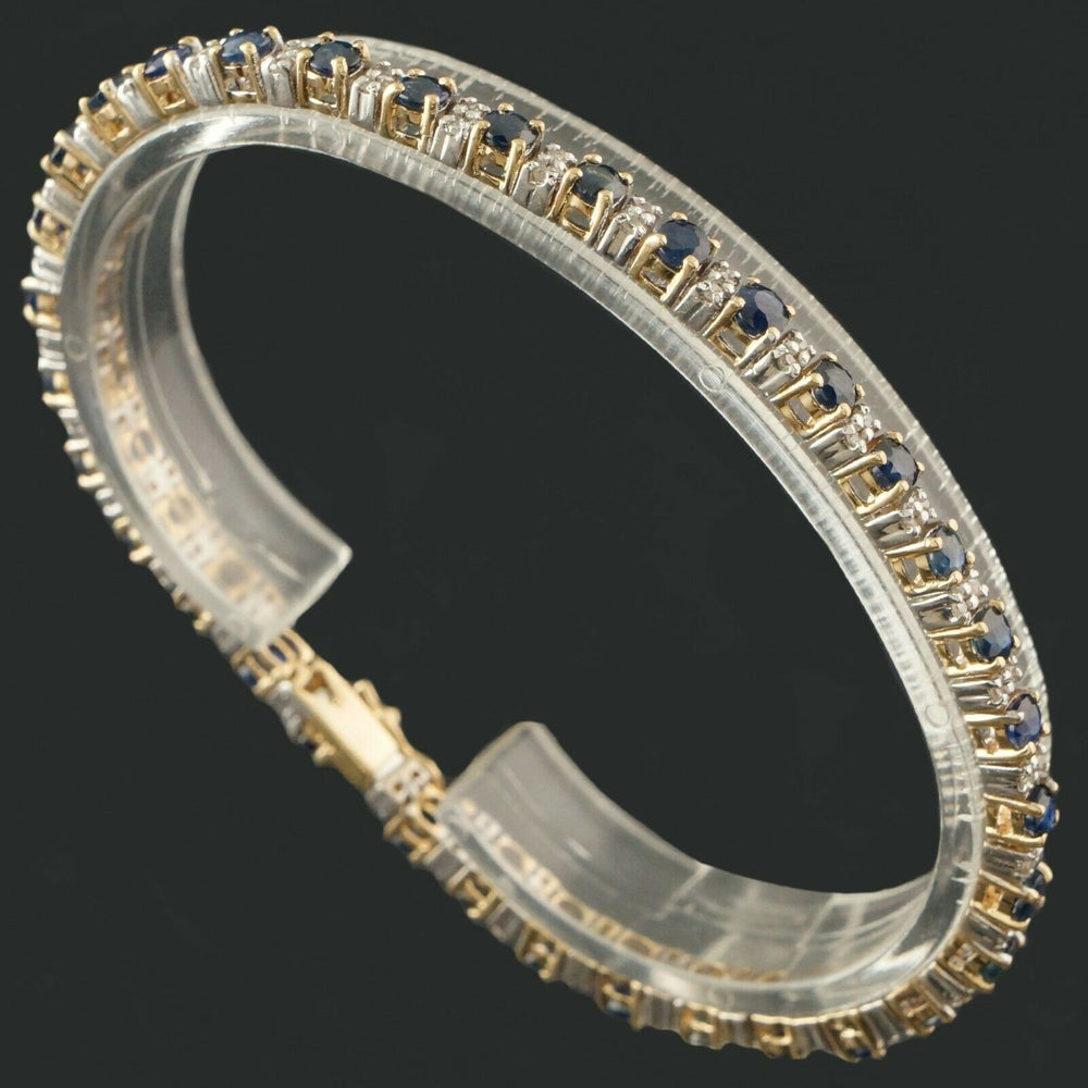 Retro Solid 14K Gold, 4.08 Cttw Sapphire & .68 Cttw Diamond Tennis Bracelet, Olde Towne Jewelers, Santa Rosa CA.