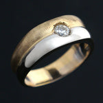 Solid 14K Two Tone Gold & .30 Ct. Diamond Gentleman's Estate Wedding Band, Olde Towne Jewelers, Santa Rosa CA.