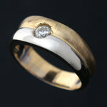Solid 14K Two Tone Gold & .30 Ct. Diamond Gentleman's Estate Wedding Band, Olde Towne Jewelers, Santa Rosa CA.