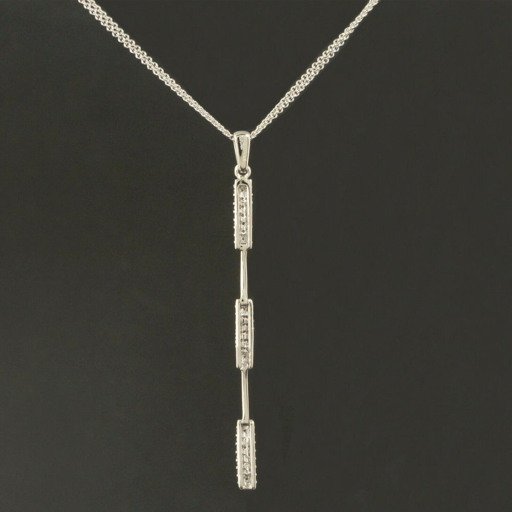 Solid 14K White Gold & .63 CTTW Diamond Estate Drop Pendant, 16 Necklace Olde Towne Jewelers Santa Rosa CA5