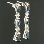 Solid 14K White Gold, 1.84 CTW Sapphire & Diamond Drop Dangle Estate Earrings Olde Towne Jewelers Santa Rosa CA4