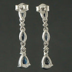 Solid 14K White Gold, 1.84 CTW Sapphire & Diamond Drop Dangle Estate Earrings Olde Towne Jewelers Santa Rosa CA5