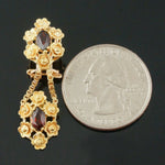 Solid 18K Yellow Gold & 1.80 CTW Garnet Floral Motif Drop Dangle Earrings Olde Towne Jewelers Santa Rosa CA5