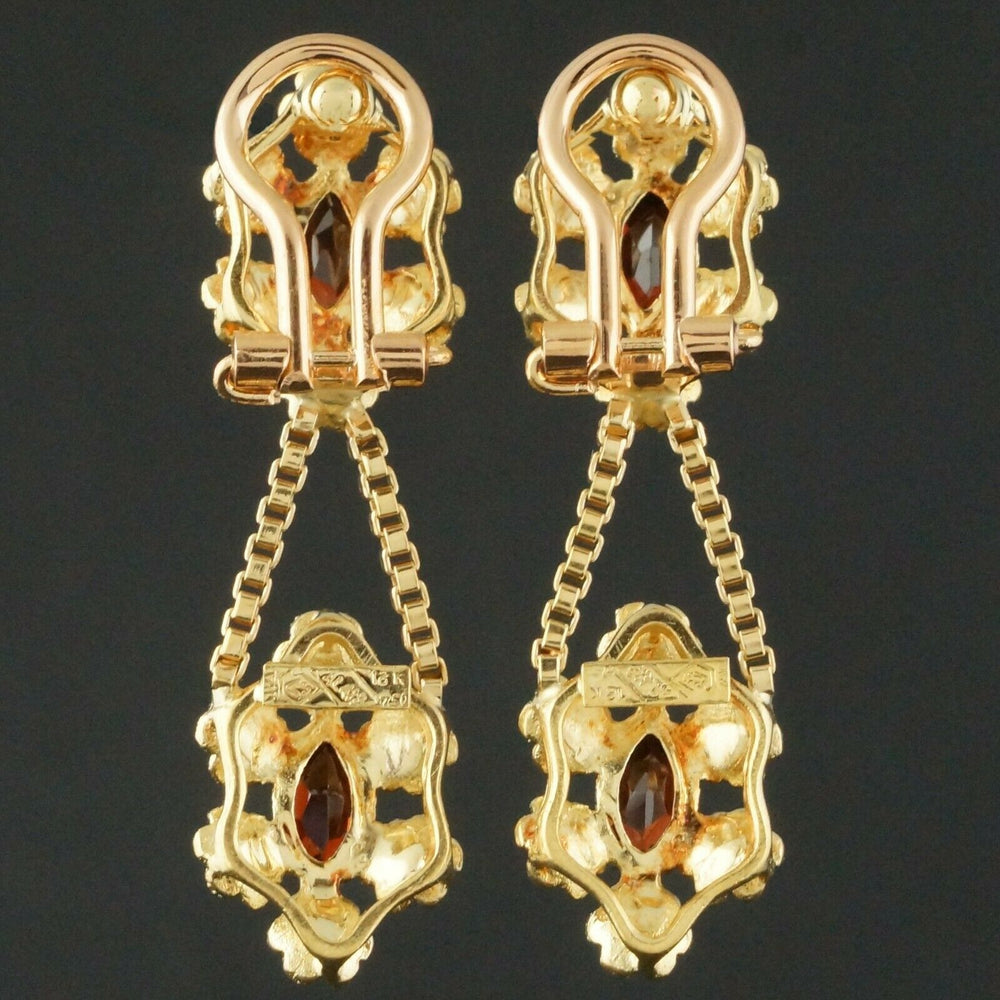 Solid 18K Yellow Gold & 1.80 CTW Garnet Floral Motif Drop Dangle Earrings Olde Towne Jewelers Santa Rosa CA3