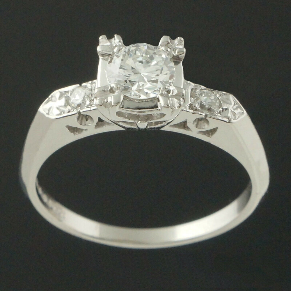 Solid Platinum & .54 CTW 3 Stone Diamond Estate Wedding, Engagement Ring Olde Towne Jewelers Santa Rosa CA 