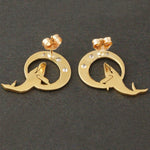 Solid 14K Gold & .15 Ct. Diamond Humpback Whale Estate Earrings, Olde Towne Jewelers, Santa Rosa CA.