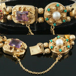 Massive Victorian Revival, Solid 14K Gold, Multi Gemstone Estate Bracelet, 47.2g, Olde Towne Jewelers, Santa Rosa CA.