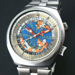 Vintage Edox Geoscope 42 GMT World Time Stainless Steel Man's Watch 