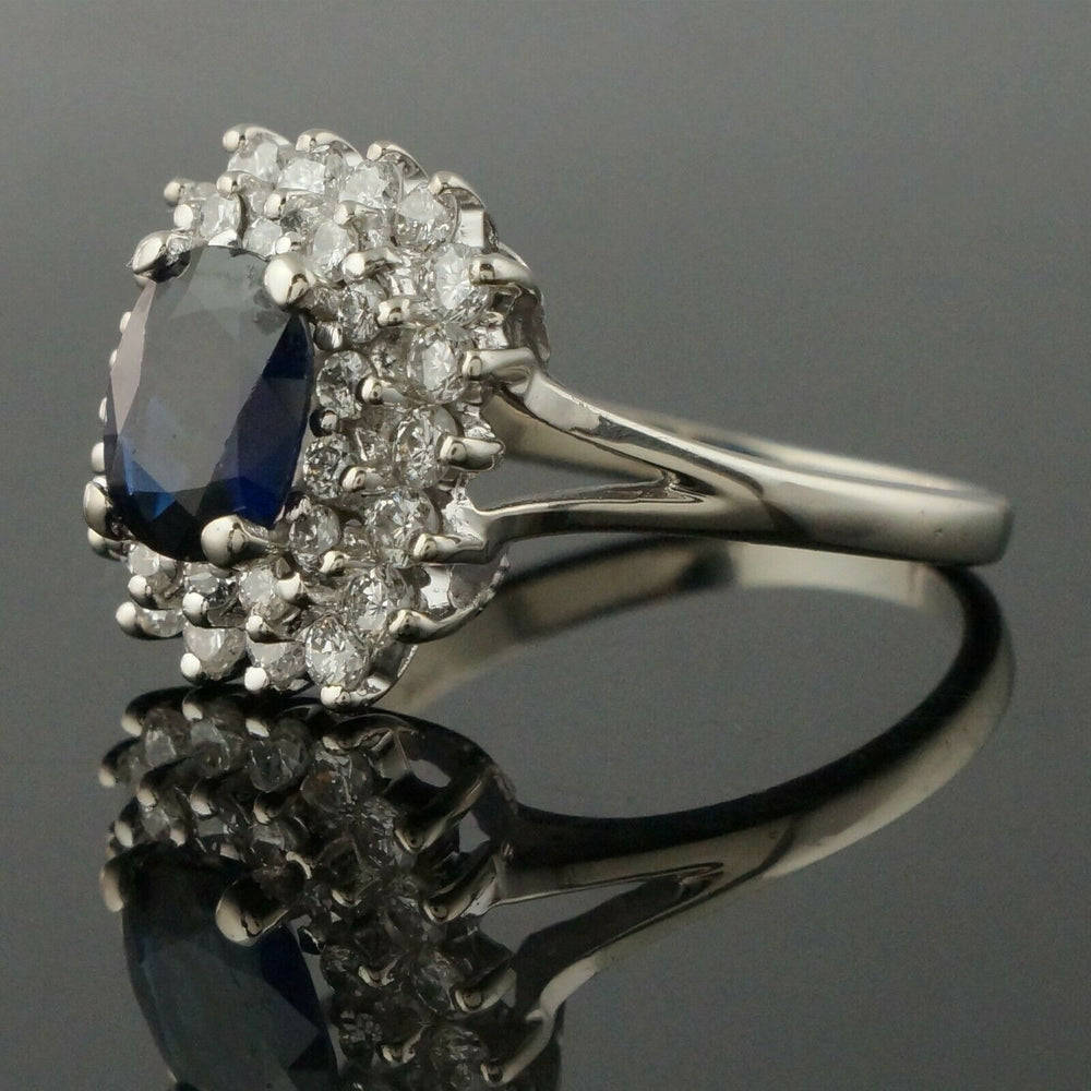 Solid 14K White Gold, 2.0 Ct Sapphire & .85 CTW Diamond Engagement Ring, Olde Towne Jewelers, Santa Rosa CA.