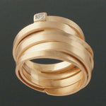 Modernist Heavy Solid 18K Rose Gold & Diamond, Twisted Spiral Overlap Ring, Olde Towne Jewelers, Santa Rosa CA.