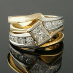 Paul Klecka Plat & Solid 18K Gold, 1.59 ctw Diamond Engagement, Wedding Ring Set